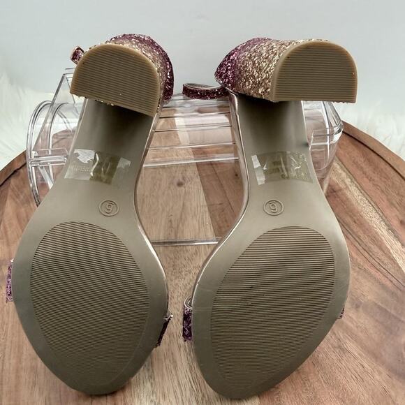 Charlotte Russe Shoes Womens Size 6 Purple Glitter Ombre Block Heel Ankle Strap - Picture 9 of 12